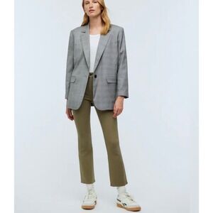 Madewell Mid Rise Kick Out Jeans Olive Green Women Size 26 Coated Denim